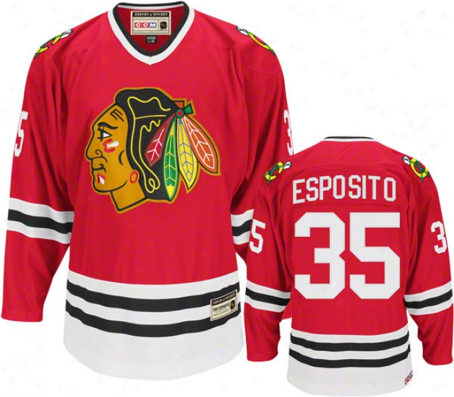 Tony Esposito Red Reebok Heroes Of Hockey Chicago Blackhawks Jersey