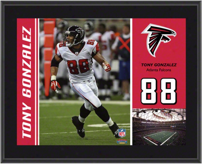 Tony Gonzalez Plaque  Details: Atlanta Falcons, Sublimated, 10x13, Nfl Plaque