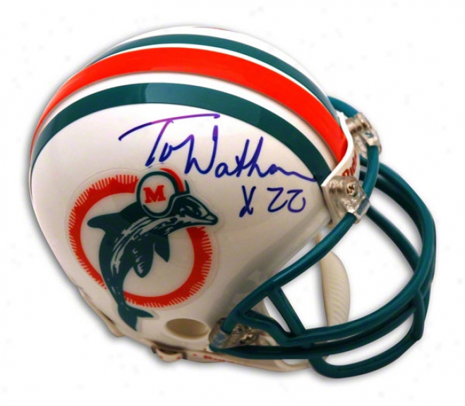 Tony Nathan Autographed Miami Dolphins Throwback Mini Helmet