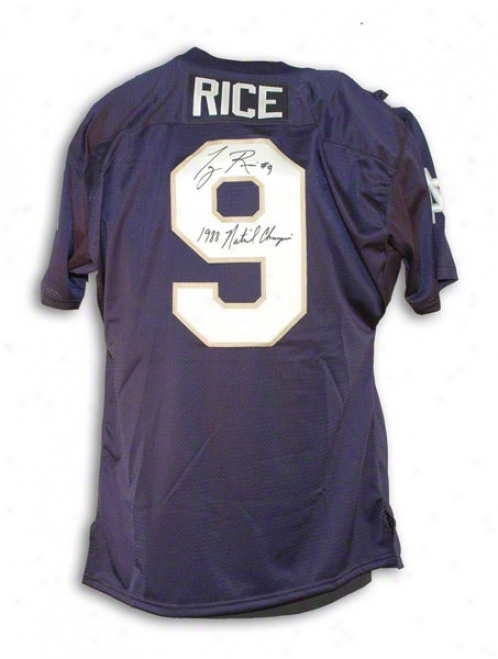 Tony Rice Notre Dame Fighting Irish Navy Blue Throwback Jersey Inscribed &quot1988 National Cgamps&quot