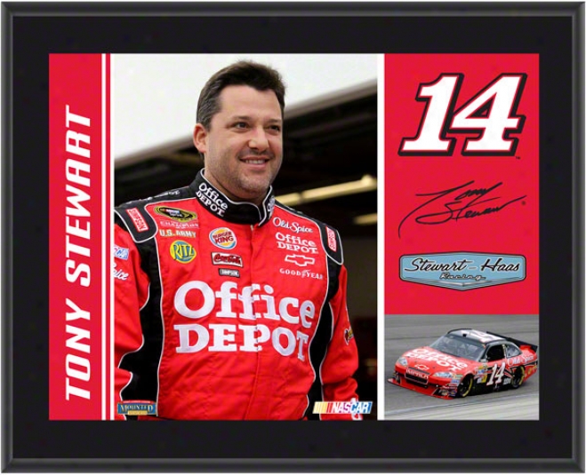 Tony Stewart Plaque  Particulars: #14 Office Depot Car, Stewart Haas Racing, Sublimated 10x13, Nascar Plaque