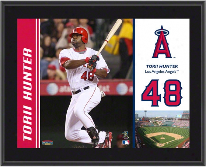 Torii Hunter Plaque  Details: Los Angeles Angels Of Anaheim, Sublimated, 10x13, Nascar Plaque