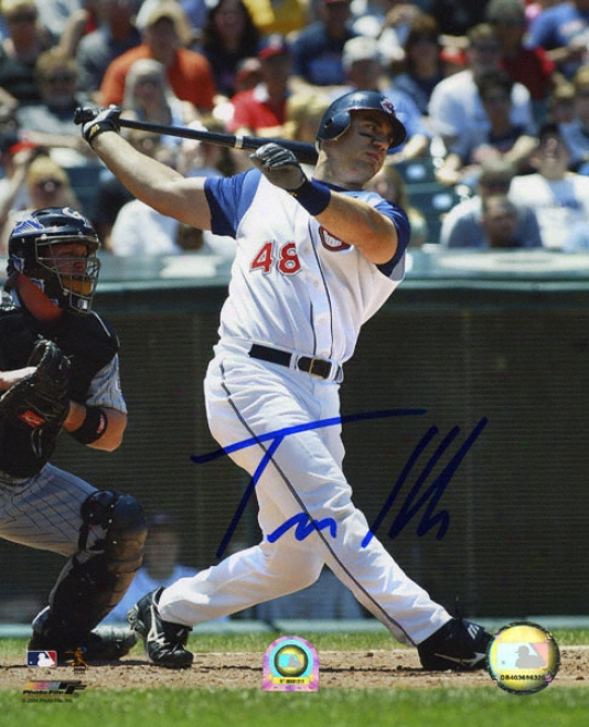 Travis Hafner Cleveland Indians - Swing Follow Through - 8x10 Autographed Photograph