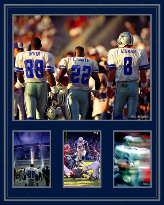 Troy Aikman, Emmitt Smith And Michael Irvin Dallas Cowboys - Triplet s- 20x30 Photograph Montage