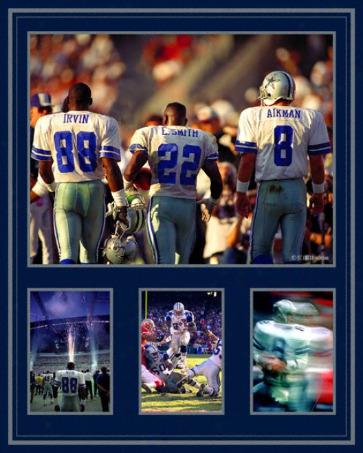 Troy Aikman, Emmitt Smith And Michael Irvin Dallas Cowboys - Triplets - 16x20 Photograph Montage