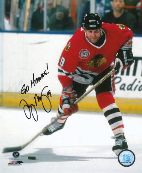 Troy Murray Chicago Blackhawks Autographed 8x1O Photograph With Spirit Hawks Inscription