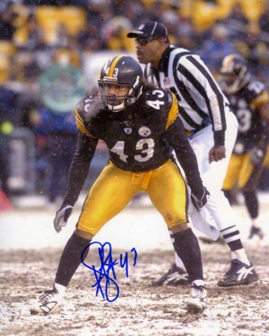 Troy Polamalu Autographed 8x10 Photograph  Details: Pittsburgh Steelers, Snow