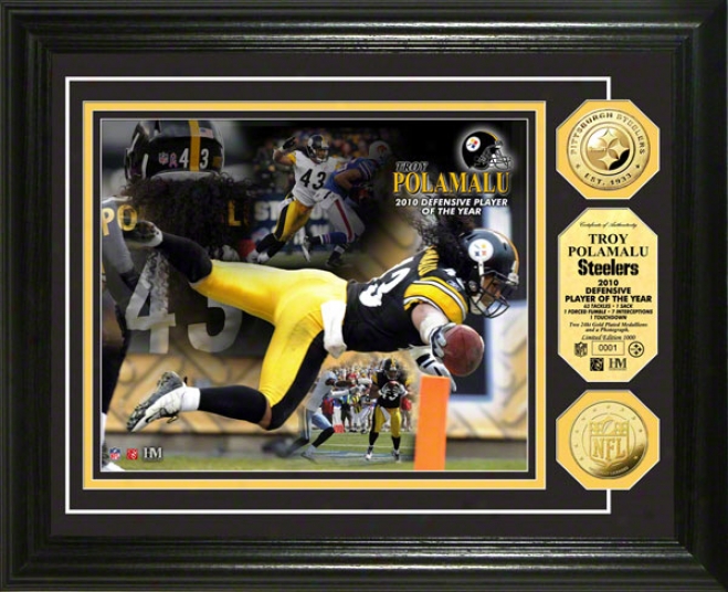 Troy Polamalu Photo Mint: Pittsburgh Steelers 2010 Defensive Poy 24kt Gold Coin