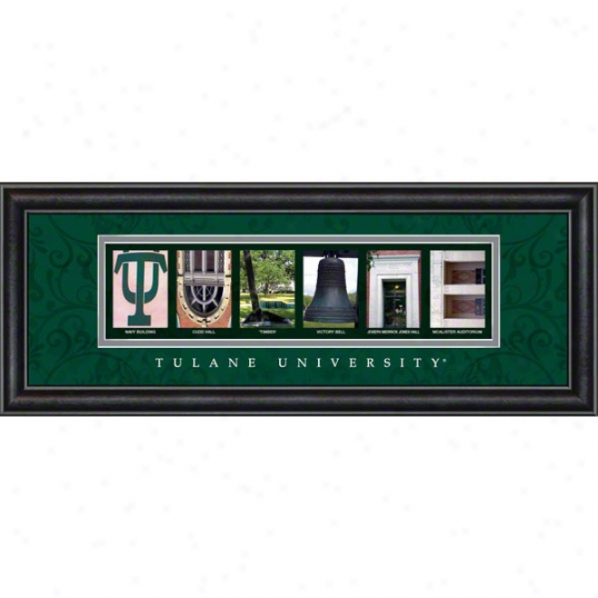 Tulane Green Wave Letter Art