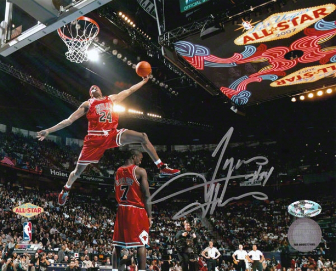 Tyrus Thomas Chicago Bulls Autographed 8x10 Slam Dunk Contest Photograph