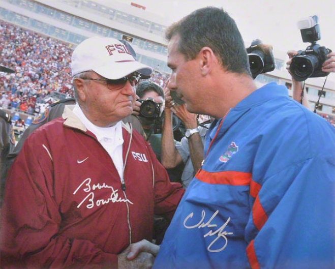 Urban Meyer & Bobby Bowden Autographed 16x20 Photo