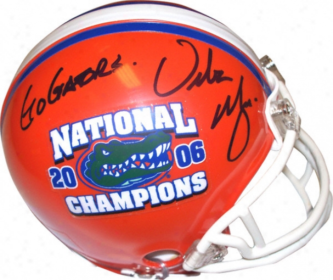 Urban Meyer Floorida Gators Autographed Championship Logo Mini Helmet With Go Gators Inscription