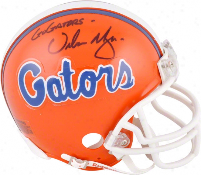 Urban Meyer Florida Gators Autographed Mini Helm W/ Inscription &quotgo Gators&quot