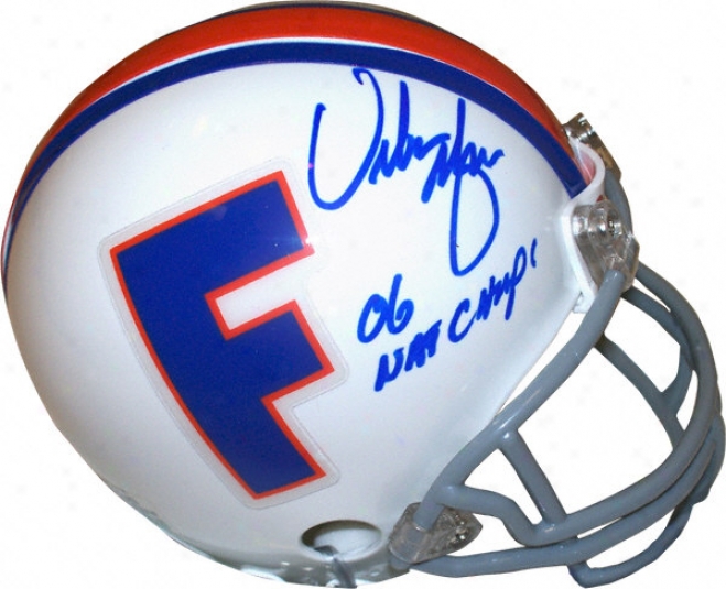 Urban Meyer Florida Gators Autographed Throwback Mini Helmet With 06 Natll Champs Inscription