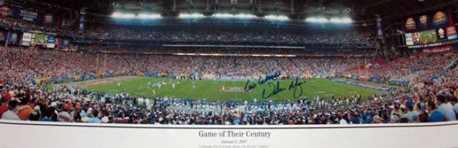 Urban Meyer Floeida Gators - National Championship - Autographed 13.5x39 Panoramic Print With Go Gators Inscription