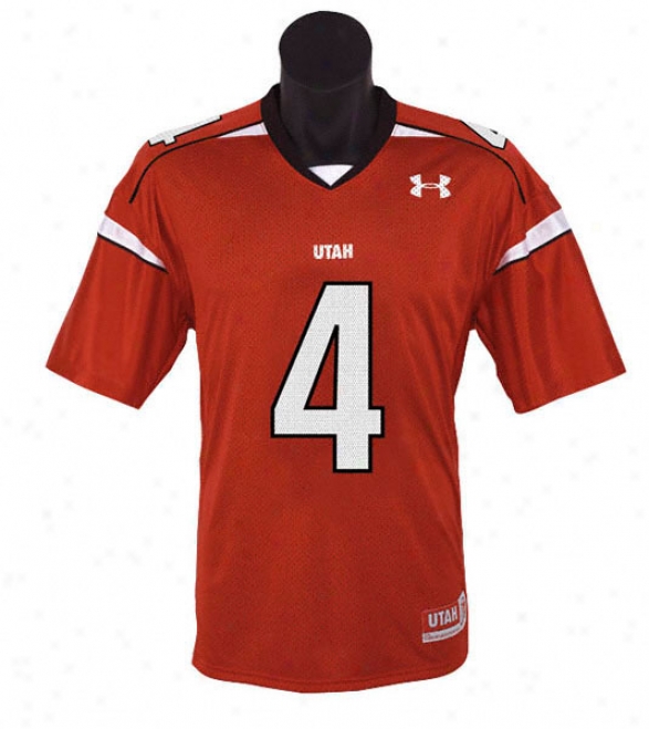 Utah Utes -no. 4- Red Under Armou5 Perormance Replica Football Jersey