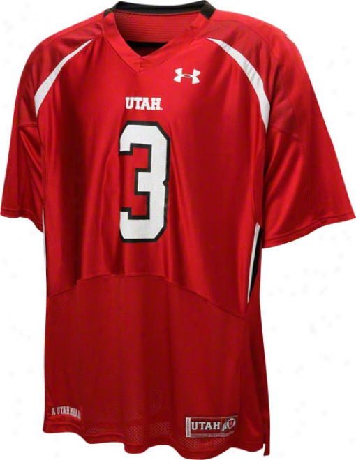 Utah Utes Red Under Armouf Performance Replica Football Jersey: Utah Utes # Football Jersey