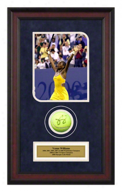 Vehus Williams 2000 Us Open Framed Autographed Tennis Ball With Photo