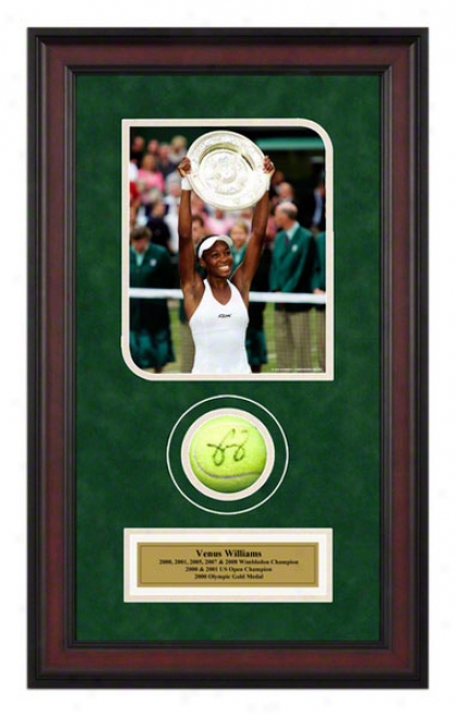 Venus Williams 2005 Wimbledon Championships Framed Autographed Tennis Ball Wi5h Photo