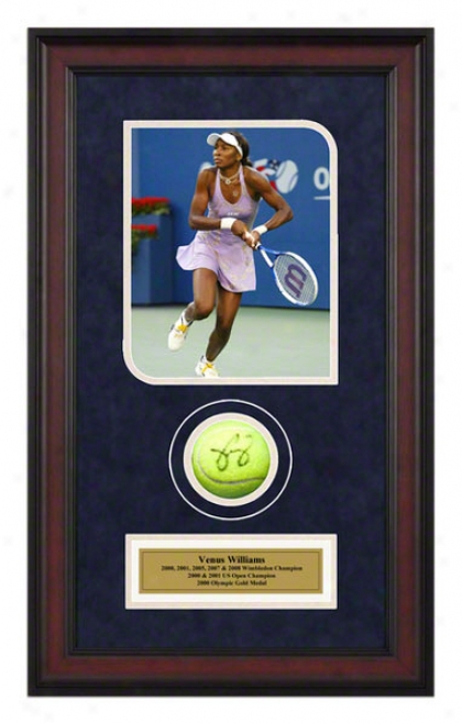 Venus Williams Us Open Framed AutographedT ennis Ball With Photo