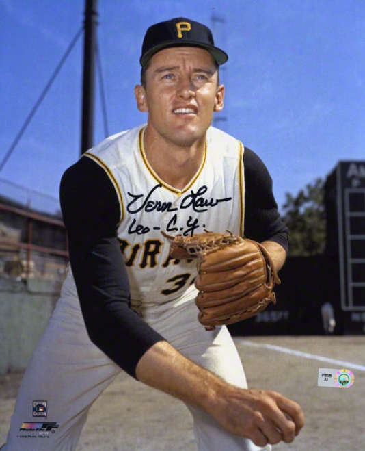 Vern Law Autographed Photograph  Details: Pittsburgh Pirates, 60 Cy Inscription, 8x10