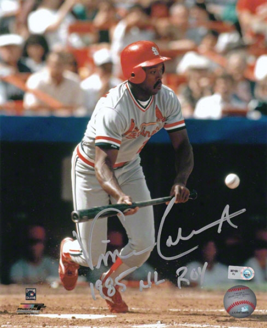 Vince Coleman Autograpged Photograph  Details: St. Louis Cardinal,s 8x10, 85 Nl Roy Inscription