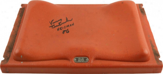 Vinny Testaverde Miami Hurricanes Autographed Orange Bowl Seat With Heisman 86 Inscripion