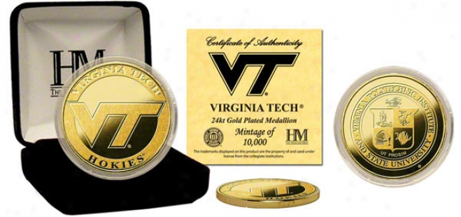 Virginia Tech Hokies 24kt Gold Coin