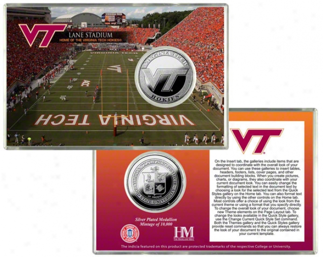 Virginia Tch Hokies Lane Stadium Silver Coin Card