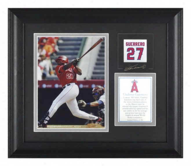 Vladimir Guerrero Los Angeles Angels Framed 6x8 Photograph With Facsimile Signature And Plate