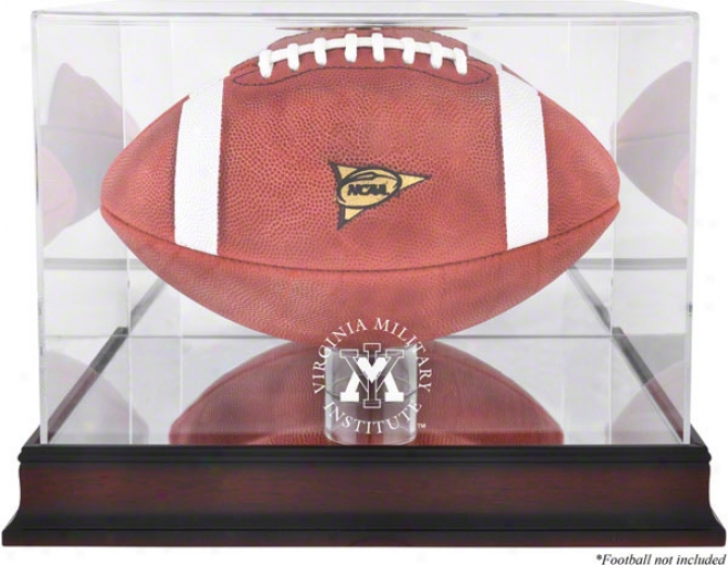 Vmi Keydets Logo Football Display Case  Details: Mahogany, Mirror Back, Botfom