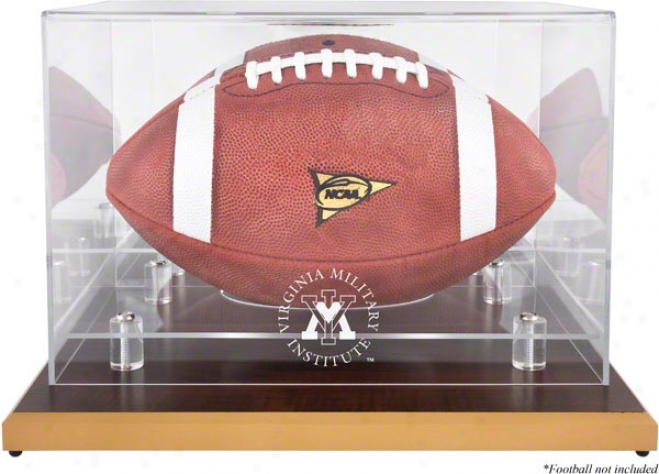 Vmi Keydets Logo Football Display Circumstance  Details: Wood Base, Mirror Back