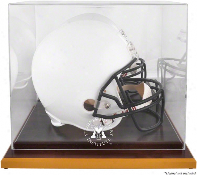 Vmi Keydets Logo Helmet Display Case  Details: Wood Base, Mirrored Back