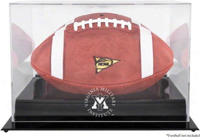 Vmi Keydets Team Logo Football Display Case  Details: Black Base, Mirror Back