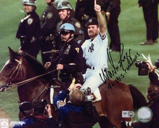 Wade Boggs Autographed Photograph  Details: New York Yankees, 96 Ws Champs Inscription, 8x10