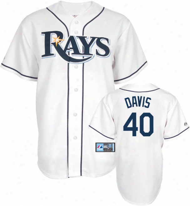 Wade Davis Jersey: Adult Majestic Home White Replica #40 Tampa Bay Rays Jersey