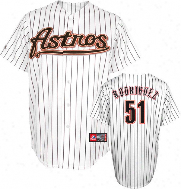 Wandy Rodriguez Jersey: Adult Majestic Home Pinstripe Replica #51 Houston Astros Jersey