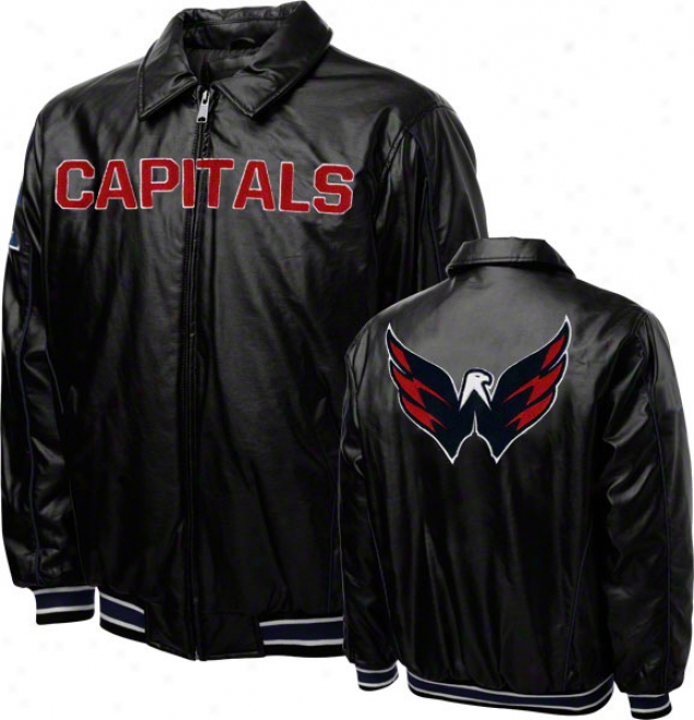 Washington Capitals Faux Leather Full-zip Varsity Jacket