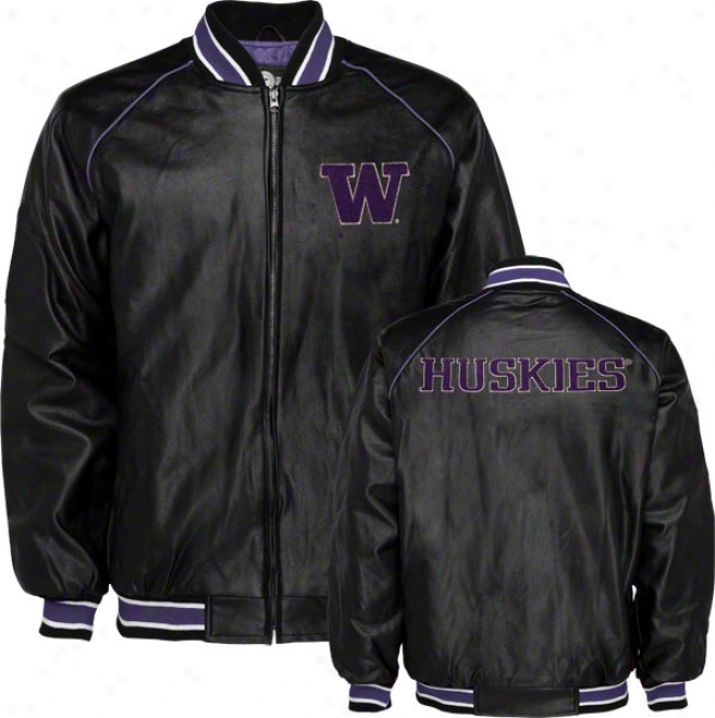 Washington Huskies Faux Leather Varsity Jacket