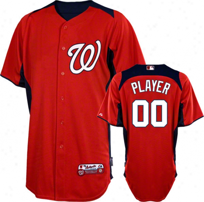 Washington Nationals Jersey: Any Player Authentic Scarlet Ob-field Batting Practice Jersey