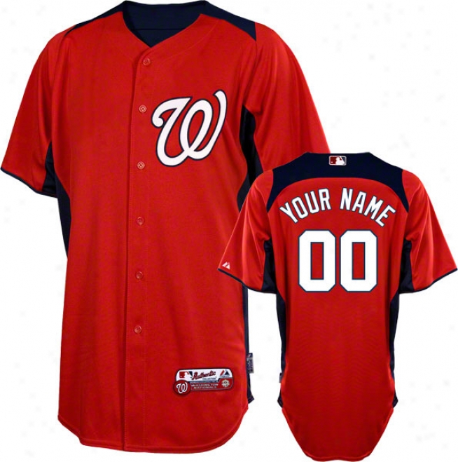 Washington Nationals Jersey: Personalized Authentic Scarlet On-field Batting Actions Jersey