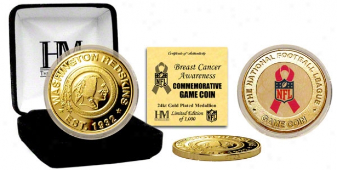 Washington Redskins Breast Cancer Awareness 24kt Gold Game Coin