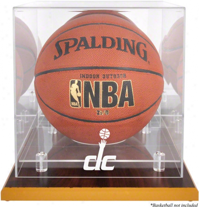 Washington Wizards Woodbase Logo Basketball Display Case And Mirror Back