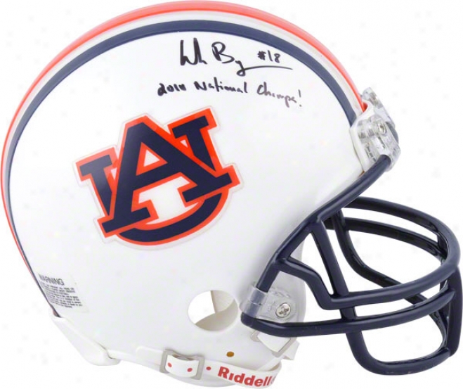 Wes Byrum Auburn Tigers Autographed Mini Helmet W/ Ihscription &quot2010 National Champs!&quot