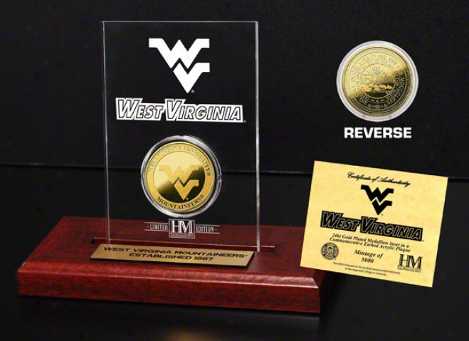 West Virginia Mountaineers 24kf Gold Coin In Etched Acrylic