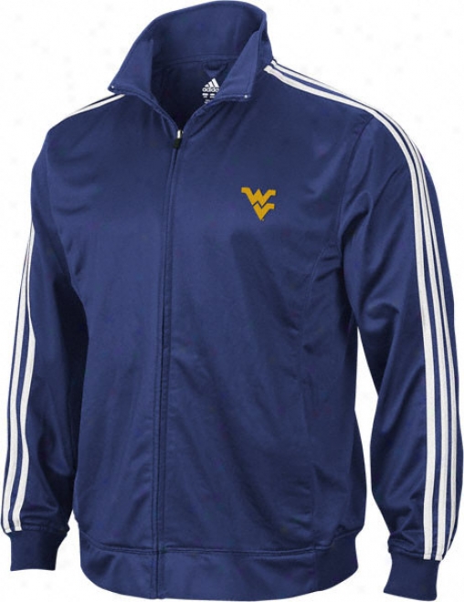 West Virgonia Mountaineeers Adidas Navy 3-stripe Track Jacket