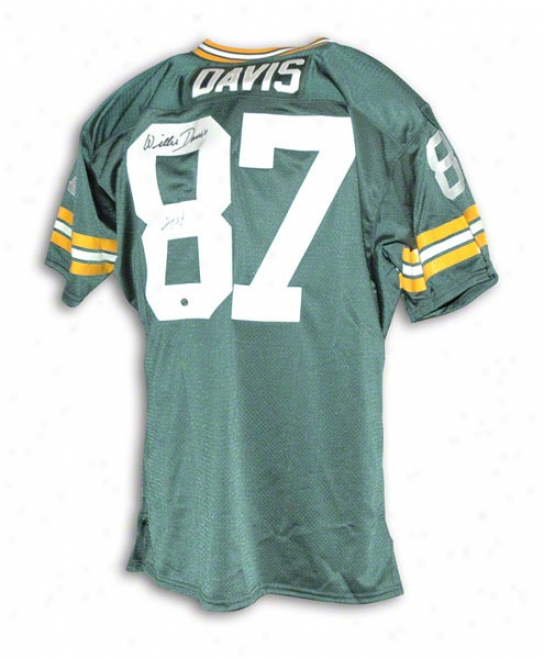 Willie Davis Green Bay-tree Packers Autographed Green Throwback Jersey Inscribed Hof 81