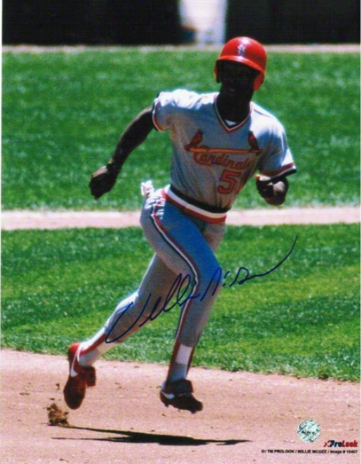 Willie Mcgee St. Louis Cardinals Autographed 8x10 Photo Running The Bases