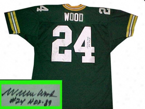 Willie Wood Green Bay Packers Autographed Green Throwback Jersey