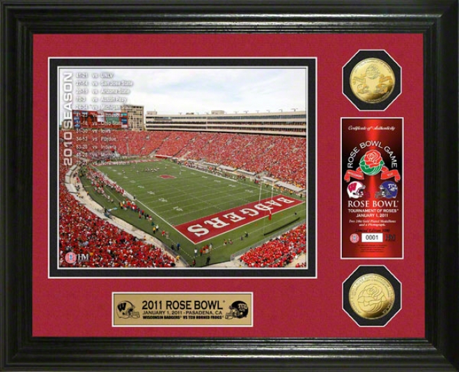 Wisconsin Badgers 2011 Rose Bowl 24kt Gold Coi nPhoto Mint